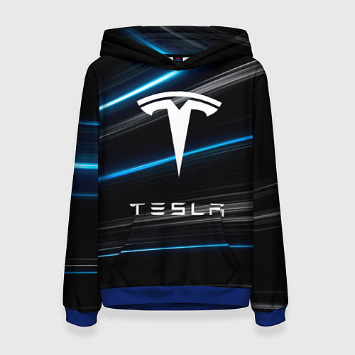 Женская толстовка Tesla - Неоновые полосы / 3D-Синий – фото 1