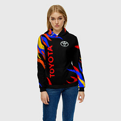 Толстовка-худи женская Toyota Разноцветный огонь, цвет: 3D-черный — фото 2