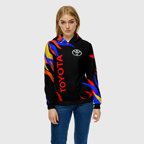 Женская толстовка Toyota Разноцветный огонь / 3D-Черный – фото 3