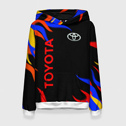 Толстовка-худи женская Toyota Разноцветный огонь, цвет: 3D-белый