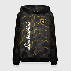 Толстовка-худи женская Lamborghini - Золотые соты, цвет: 3D-черный
