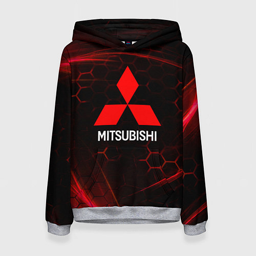 Женская толстовка Mitsubishi красные соты / 3D-Меланж – фото 1