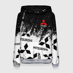 Толстовка-худи женская Mitsubishi black & white, цвет: 3D-меланж