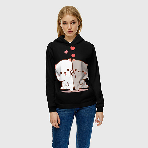 Женская толстовка Кошачья любовь навсегда Kitty love forever / 3D-Черный – фото 3