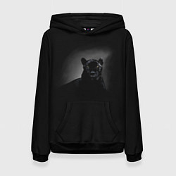 Толстовка-худи женская Пантера в лучах света, цвет: 3D-черный