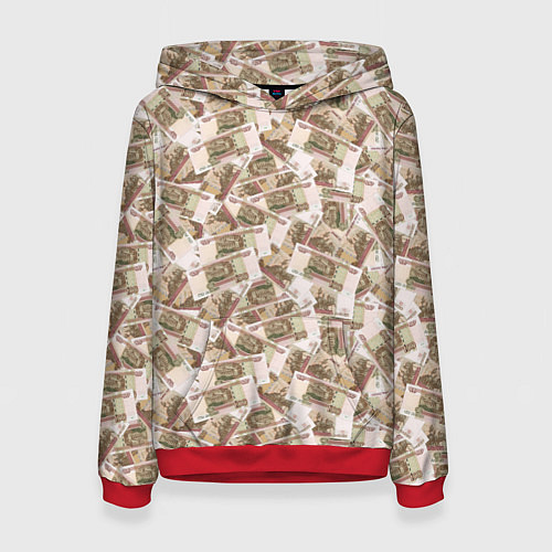 Женская толстовка Купюры 100 рублей / 3D-Красный – фото 1