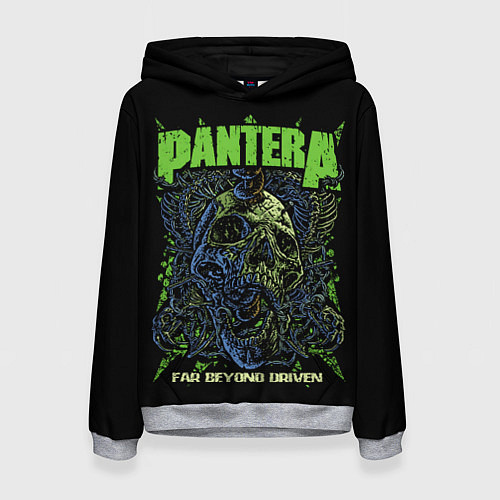 Женская толстовка Pantera green череп / 3D-Меланж – фото 1
