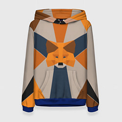 Толстовка-худи женская Metamask Крипто лиса, цвет: 3D-синий