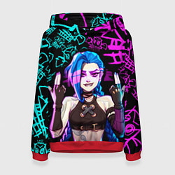 Толстовка-худи женская JINX ДЖИНКС NEON PATTERN, цвет: 3D-красный