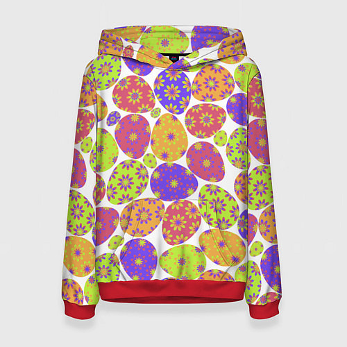 Женская толстовка Разукрашенные пасхальные яйца / 3D-Красный – фото 1