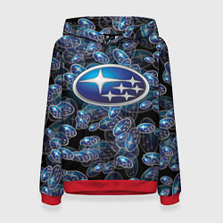 Толстовка-худи женская SUBARU BIG LOGO PATTERN, цвет: 3D-красный