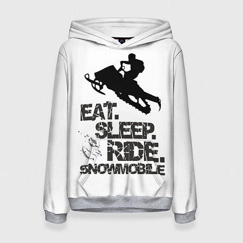 Женская толстовка EAT SLEEP RIDE SNOWMOBILE / 3D-Меланж – фото 1