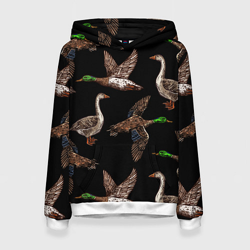 Женская толстовка Утки паттерн / 3D-Белый – фото 1
