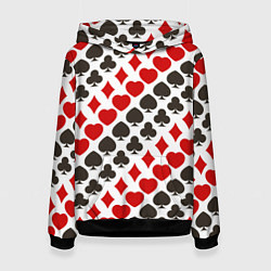 Толстовка-худи женская Карточные Масти Card Suits, цвет: 3D-черный