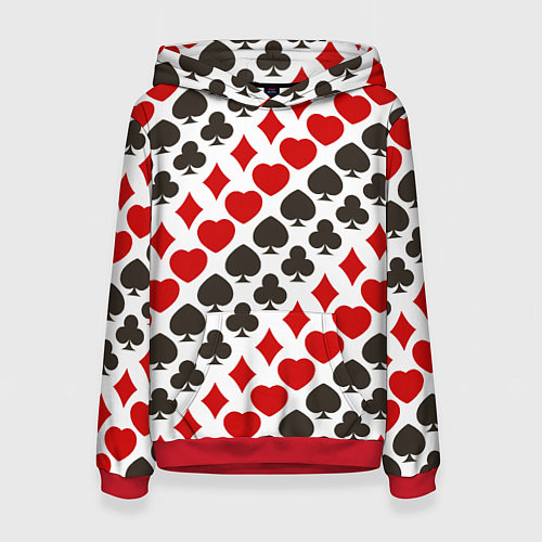 Женская толстовка Карточные Масти Card Suits / 3D-Красный – фото 1
