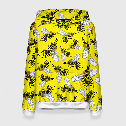 Женская толстовка Пчелы на желтом / 3D-Белый – фото 1