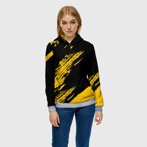 Женская толстовка BLACK AND YELLOW GRUNGE ГРАНЖ / 3D-Меланж – фото 3