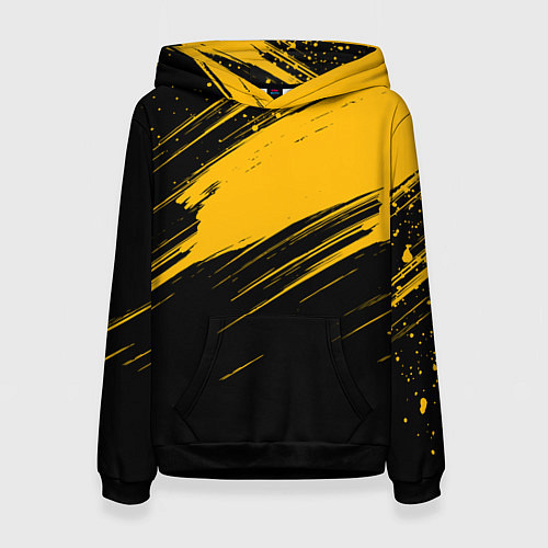 Женская толстовка Black and yellow grunge / 3D-Черный – фото 1