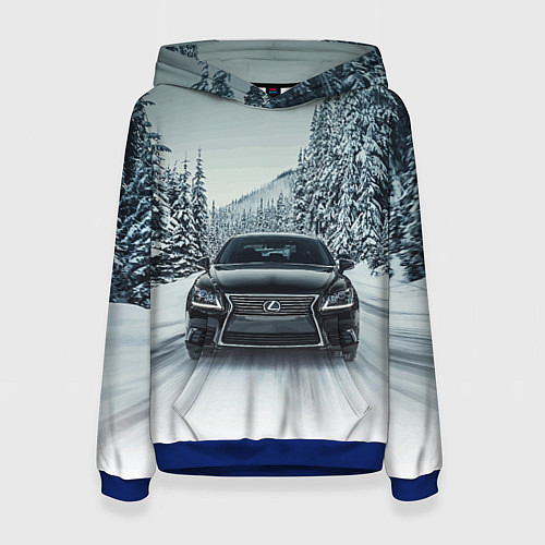 Женская толстовка Лексус - зимняя дорога! / 3D-Синий – фото 1