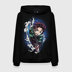 Толстовка-худи женская ТАНДЖИРО КАМАДО ДЫХАНИЕ ВОДЫ, цвет: 3D-черный