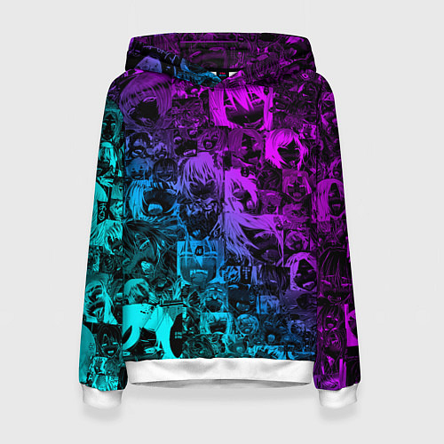 Женская толстовка AHEGAO NEON GIRL НЕОНОВЫЙ АХЕГАО / 3D-Белый – фото 1