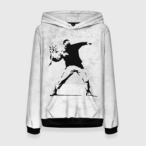 Женская толстовка BANKSY БУНТ RIOT БЭНКСИ / 3D-Черный – фото 1