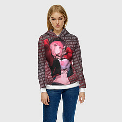 Толстовка-худи женская Милая аниме девушка в кепке, цвет: 3D-белый — фото 2