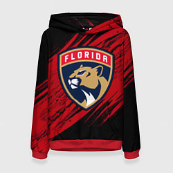 Толстовка-худи женская Florida Panthers, Флорида Пантерз, NHL, цвет: 3D-красный