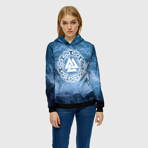 Женская толстовка Валькнут символ Бога Одина 3D / 3D-Черный – фото 3