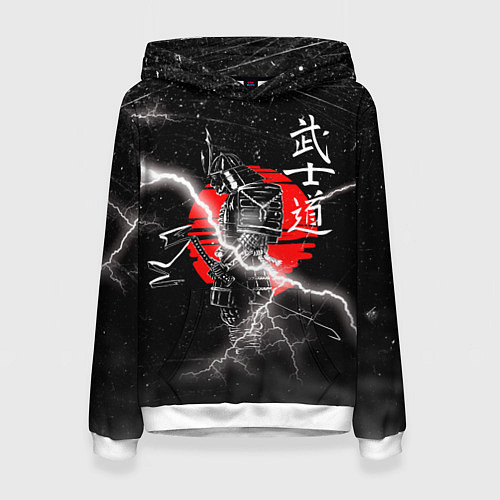 Женская толстовка Самурай Бусидо Иероглифы Samurai Lightning / 3D-Белый – фото 1