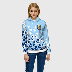 Толстовка-худи женская Сборная Аргентины футбол, цвет: 3D-белый — фото 2