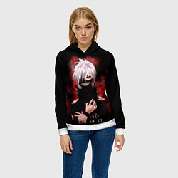 Толстовка-худи женская Tokyo Ghoul Токийский Гуль Who am I, цвет: 3D-белый — фото 2