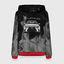 Толстовка-худи женская Lexus лексус огонь, цвет: 3D-красный