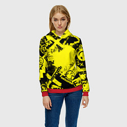Толстовка-худи женская Черно-желтый беспредел, цвет: 3D-красный — фото 2