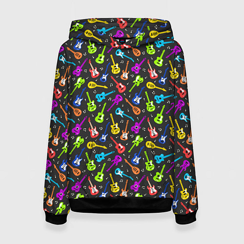 Женская толстовка Разноцветные Гитары / 3D-Черный – фото 1