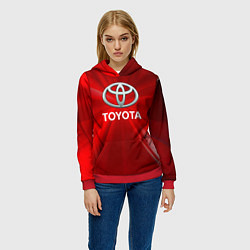 Толстовка-худи женская Toyota тойота, цвет: 3D-красный — фото 2
