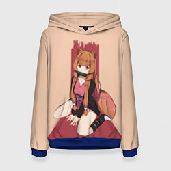 Толстовка-худи женская Raccoon andTanuki, цвет: 3D-синий