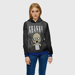 Толстовка-худи женская Бабуля, цвет: 3D-синий — фото 2
