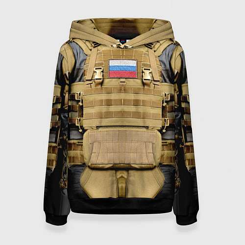 Женская толстовка Бронежилет- армия России / 3D-Черный – фото 1
