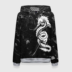 Толстовка-худи женская Китайский Дракон Чб Dragon Snake, цвет: 3D-меланж
