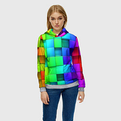 Толстовка-худи женская Color geometrics pattern Vanguard, цвет: 3D-меланж — фото 2