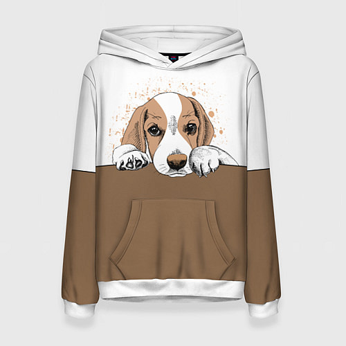 Женская толстовка Грустный Щенок Бигля / 3D-Белый – фото 1