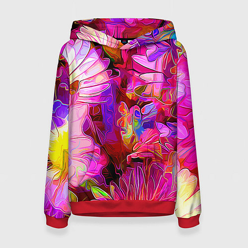 Женская толстовка Красочный цветочный паттерн Floral pattern / 3D-Красный – фото 1