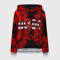 Толстовка-худи женская AC DC Rock N Roll, цвет: 3D-меланж