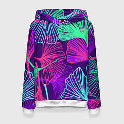 Толстовка-худи женская Neon color pattern Fashion 2023, цвет: 3D-белый