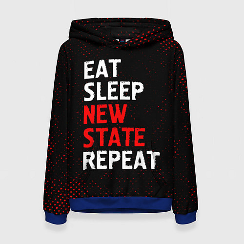 Женская толстовка Eat Sleep New State Repeat - Потертости / 3D-Синий – фото 1