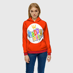Толстовка-худи женская HAPPY MILF, цвет: 3D-красный — фото 2
