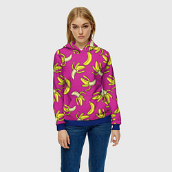 Толстовка-худи женская Banana pattern Summer Color, цвет: 3D-синий — фото 2