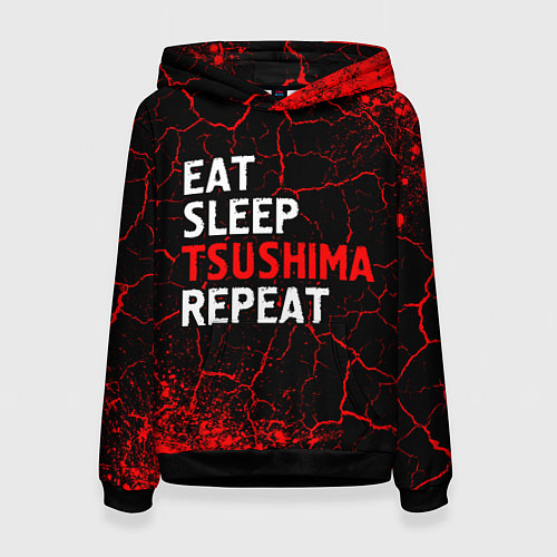 Женская толстовка Eat Sleep Tsushima Repeat - Краска / 3D-Черный – фото 1