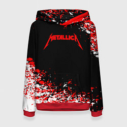Женская толстовка Metallica текстура белая красная